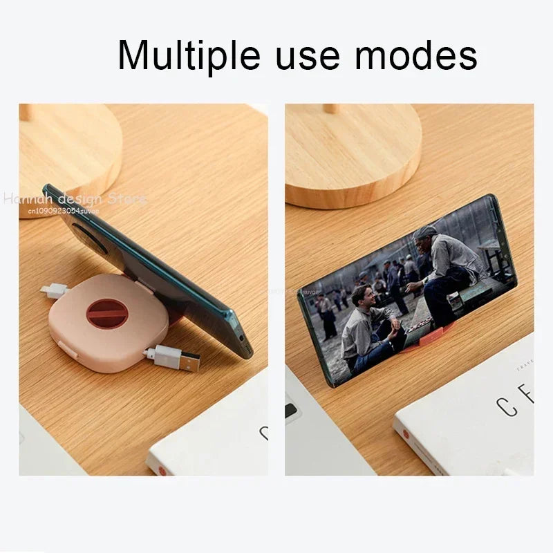 Enrouleur de câble avec support téléphone – Compact & anti-nœuds