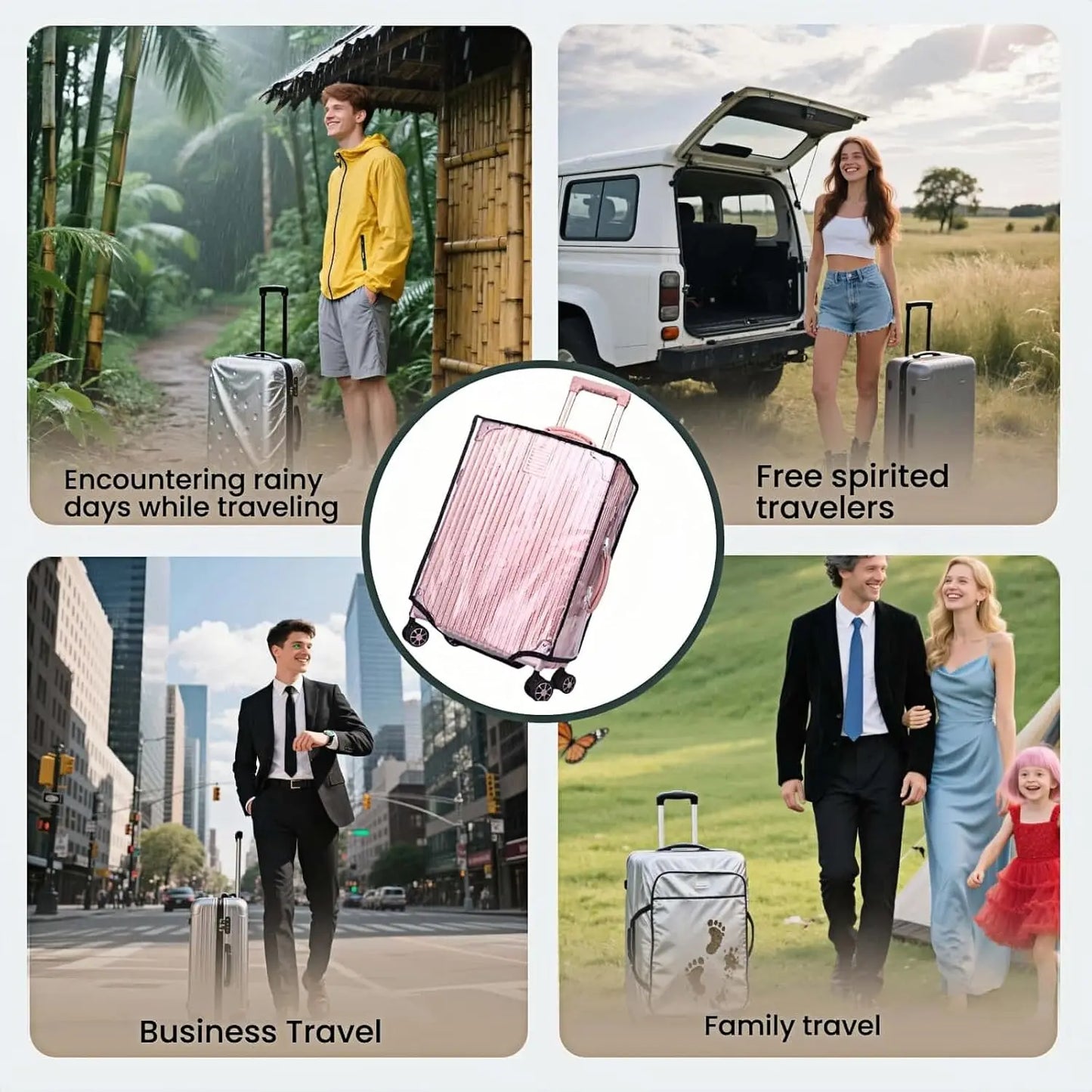 Luggage Protector Suitcase Cover Clear PVC Suitcase Cover Protectors Luggage Cover Waterproof for Wheeled Suitcase
