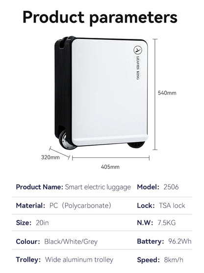 Luggage  Suitcase Electric Can Ride – 20 inch Carry-on Size Travel Case with TSA Lock & Silent Wheels for Boarding & Vacation